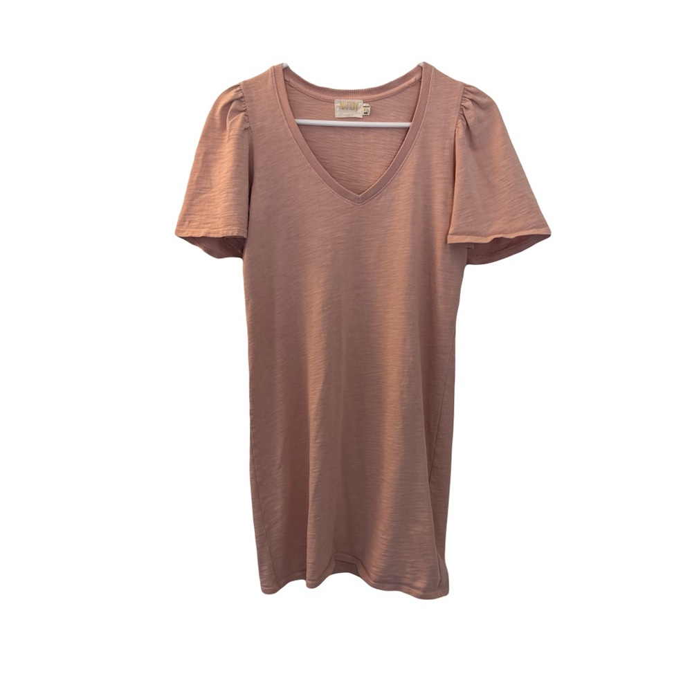 Women's Nation Ltd. Mallory Flutter Sleeve‎ Cotton Dress, Peach, Size XS